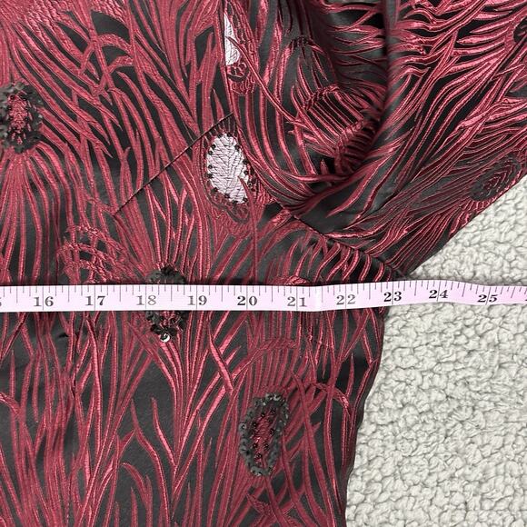 Dragon Silk Jacket Coat Womens Size XL Shanghai China Dark Red Black Vintage - Picture 6 of 16
